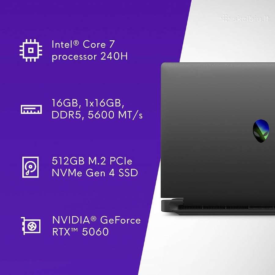 Alienware 15 240h Rtx 5060 16gb 512gb 1920x1200 - nuotraukos Nr. 5