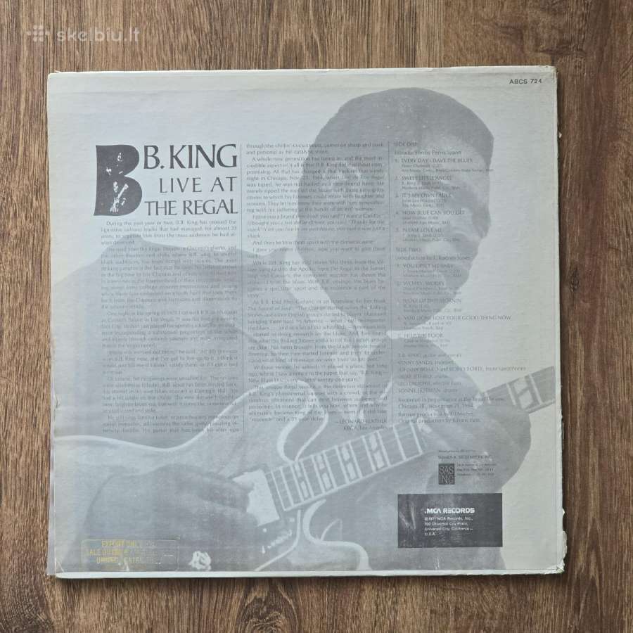 B.b. King Live at the Regal Lp Usa - nuotraukos Nr. 2