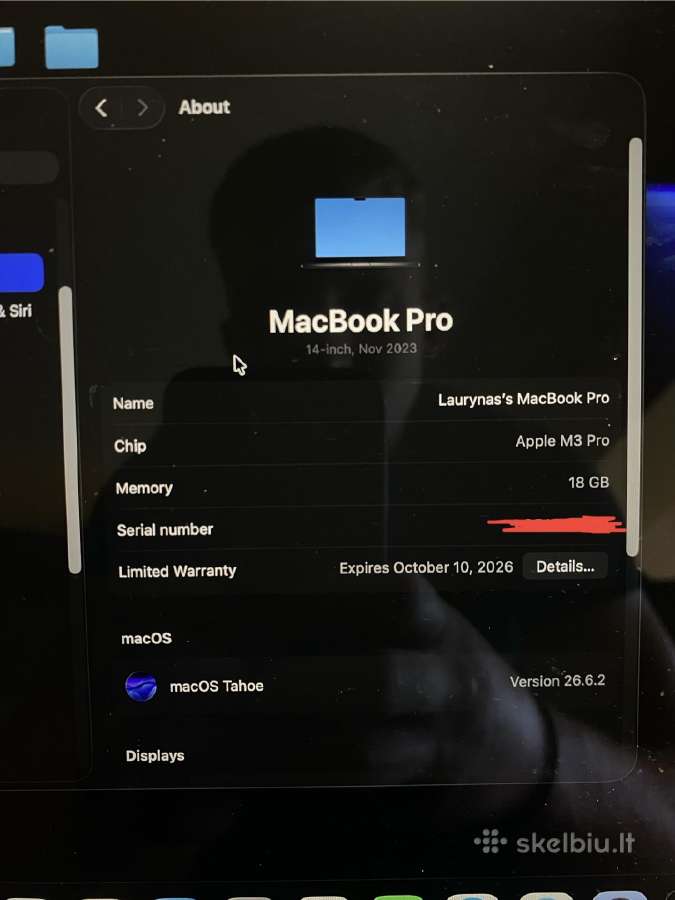 Puikios būklės Apple MacBook Pro 14 M3 Pro 2023 - nuotraukos Nr. 5