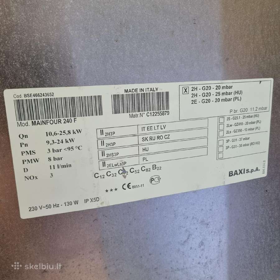 Baxi main four 240f dujinis katilas - nuotraukos Nr. 6