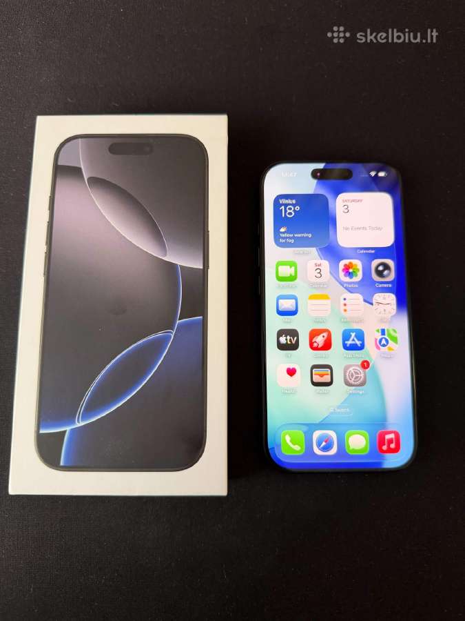 iPhone 16 Pro 256gb Black Titanium - nuotraukos Nr. 2