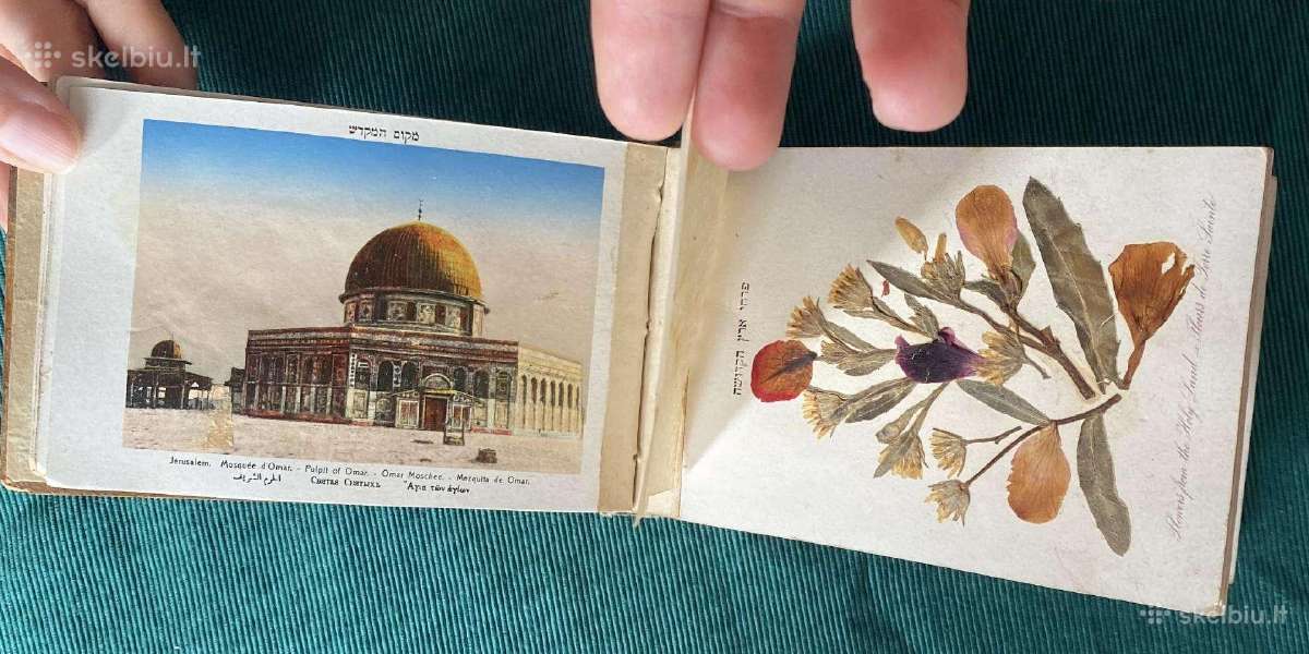 Antikvarinis alyvmedžio albumas Jerusalem su gėlė - nuotraukos Nr. 7