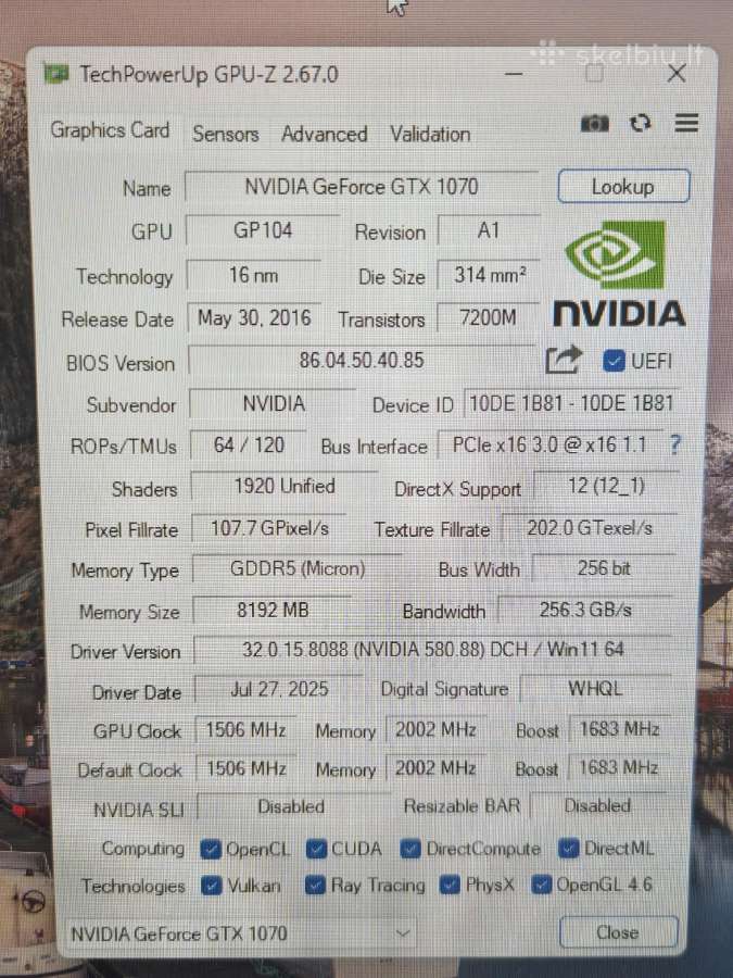 Nvidia Rtx2070 8gb, gtx1070 8gb, rx5700 8gb - nuotraukos Nr. 6