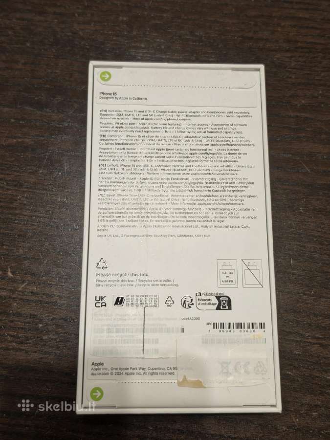 Naujas iPhone 15, 128 GB, Black, 12 mėn garantija - nuotraukos Nr. 2