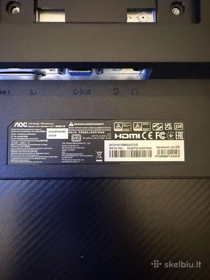 Aoc 165hz 1ms monitorius - nuotraukos Nr. 4