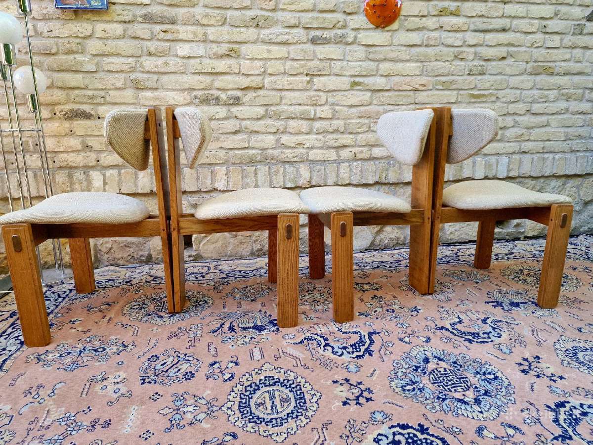 Vintažinės mid century ąžuolo masyvo kėdės - nuotraukos Nr. 2