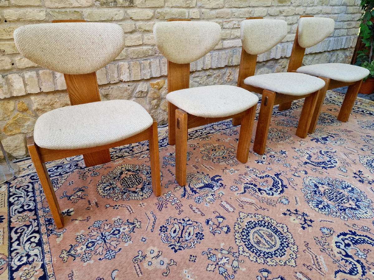 Vintažinės mid century ąžuolo masyvo kėdės - nuotraukos Nr. 3
