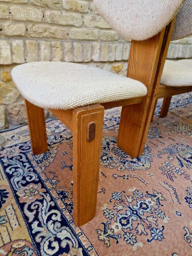 Vintažinės mid century ąžuolo masyvo kėdės - nuotraukos Nr. 4