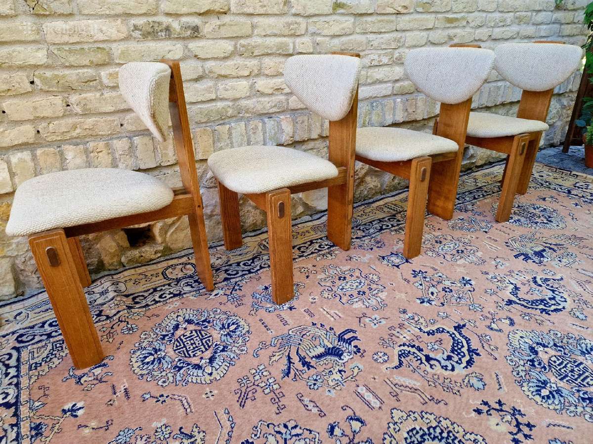 Vintažinės mid century ąžuolo masyvo kėdės - nuotraukos Nr. 6