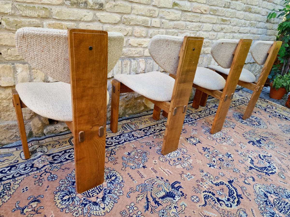 Vintažinės mid century ąžuolo masyvo kėdės - nuotraukos Nr. 8