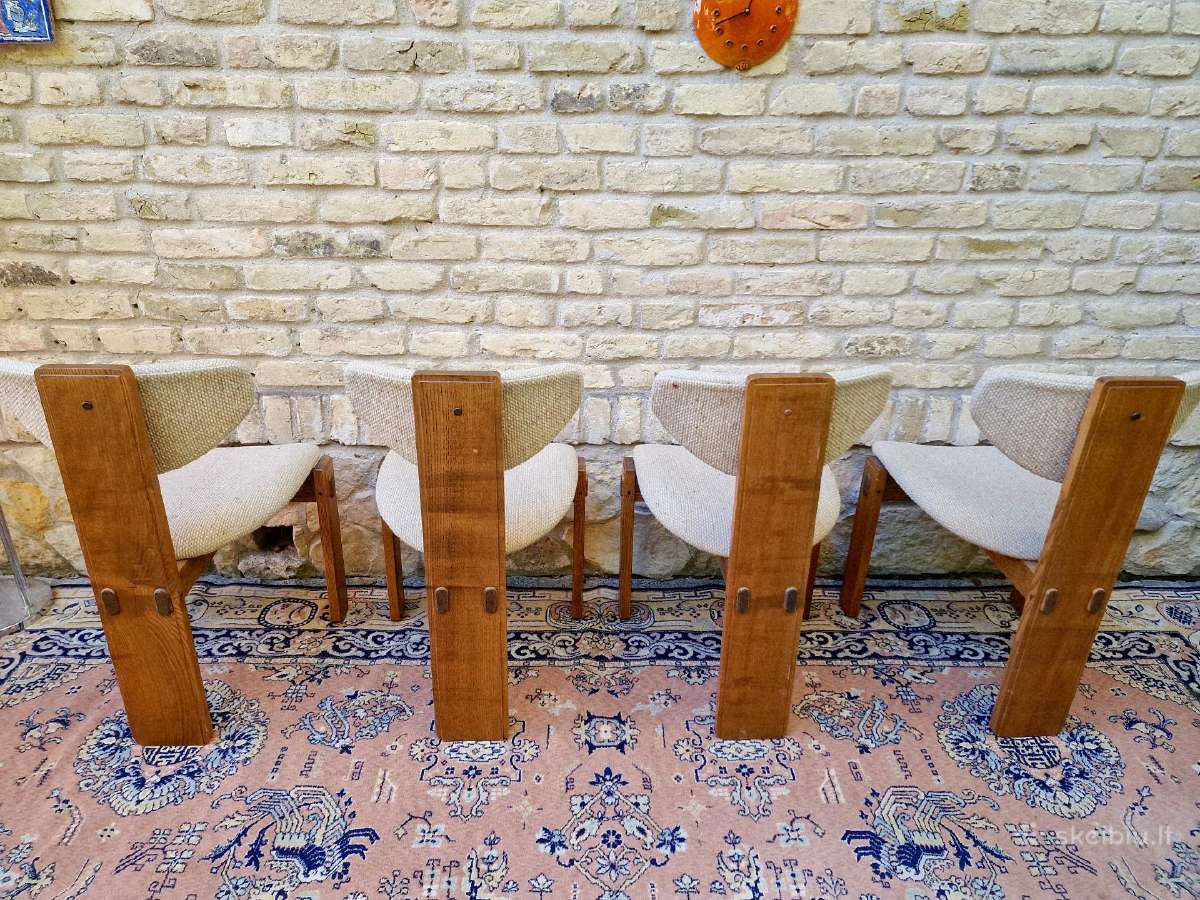 Vintažinės mid century ąžuolo masyvo kėdės - nuotraukos Nr. 10