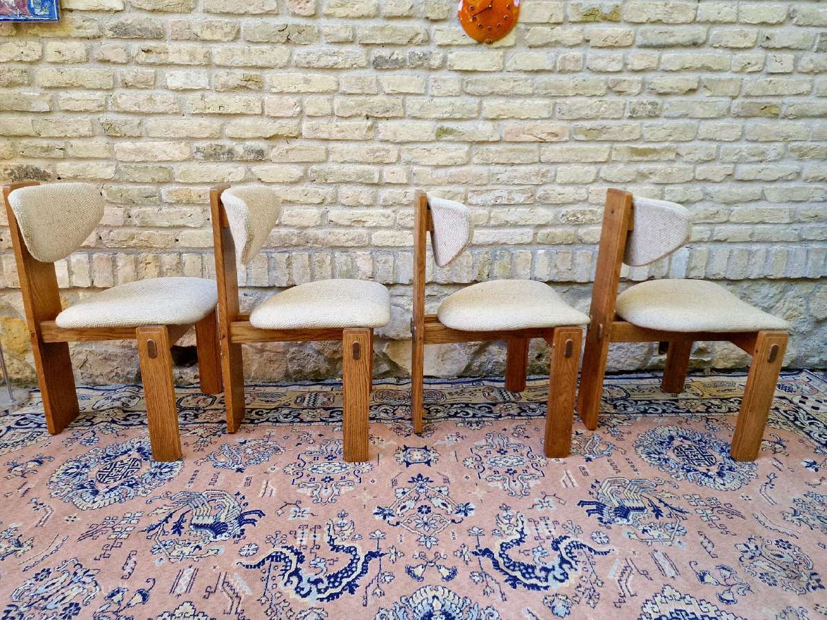 Vintažinės mid century ąžuolo masyvo kėdės - nuotraukos Nr. 11