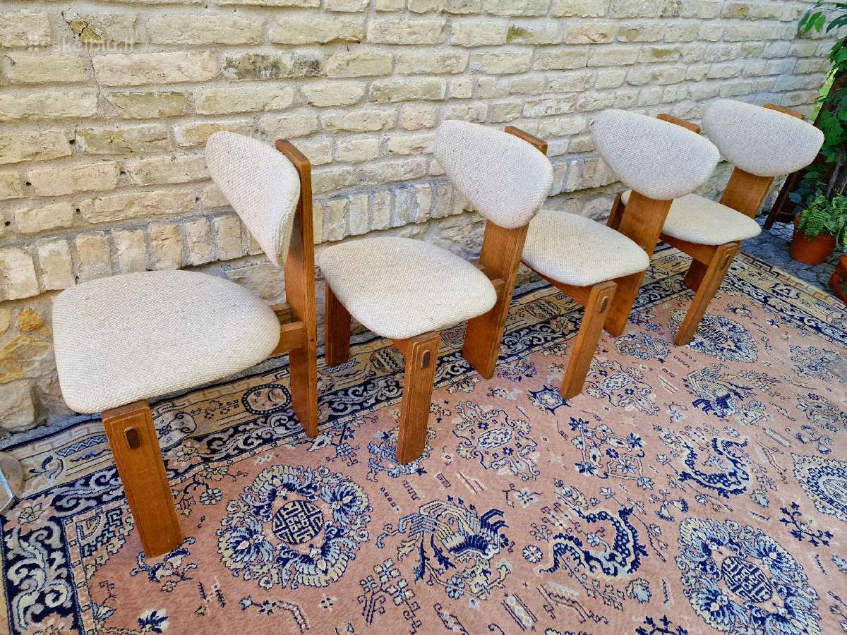 Vintažinės mid century ąžuolo masyvo kėdės - nuotraukos Nr. 12
