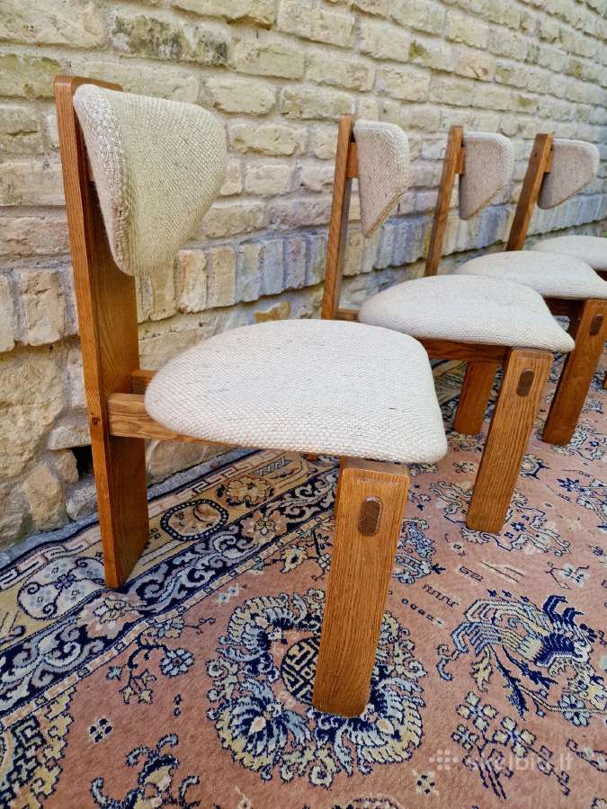 Vintažinės mid century ąžuolo masyvo kėdės - nuotraukos Nr. 13