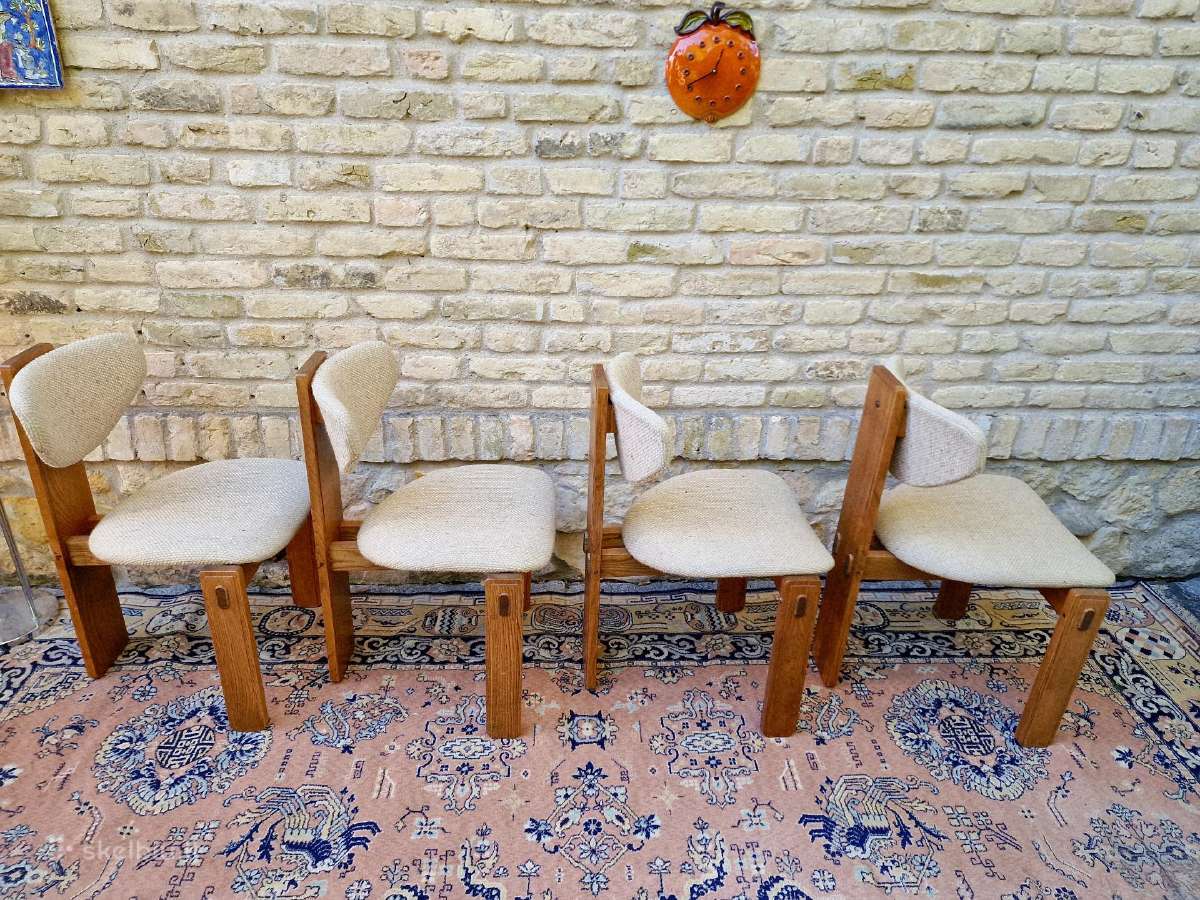 Vintažinės mid century ąžuolo masyvo kėdės - nuotraukos Nr. 14