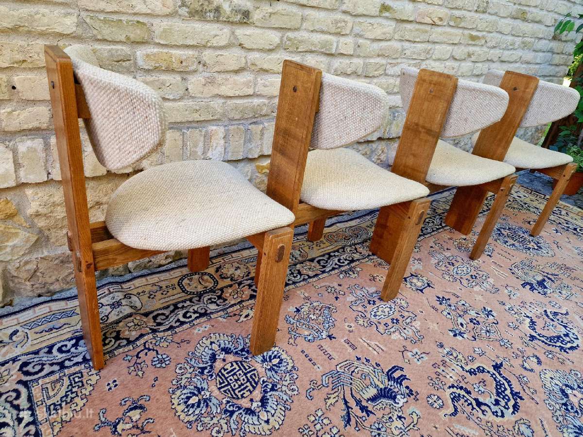 Vintažinės mid century ąžuolo masyvo kėdės - nuotraukos Nr. 15