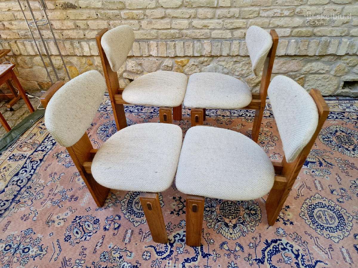 Vintažinės mid century ąžuolo masyvo kėdės - nuotraukos Nr. 22