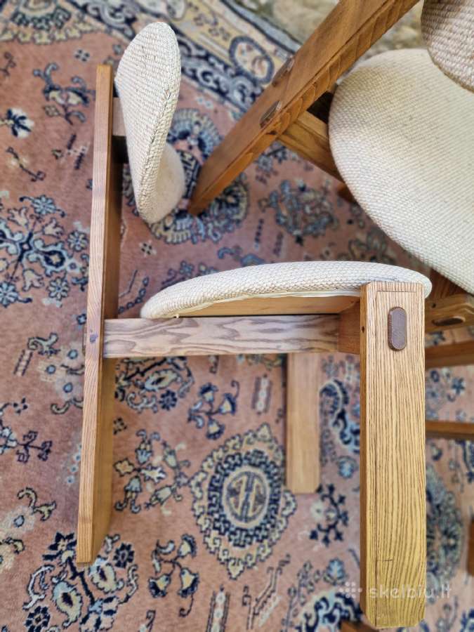 Vintažinės mid century ąžuolo masyvo kėdės - nuotraukos Nr. 24