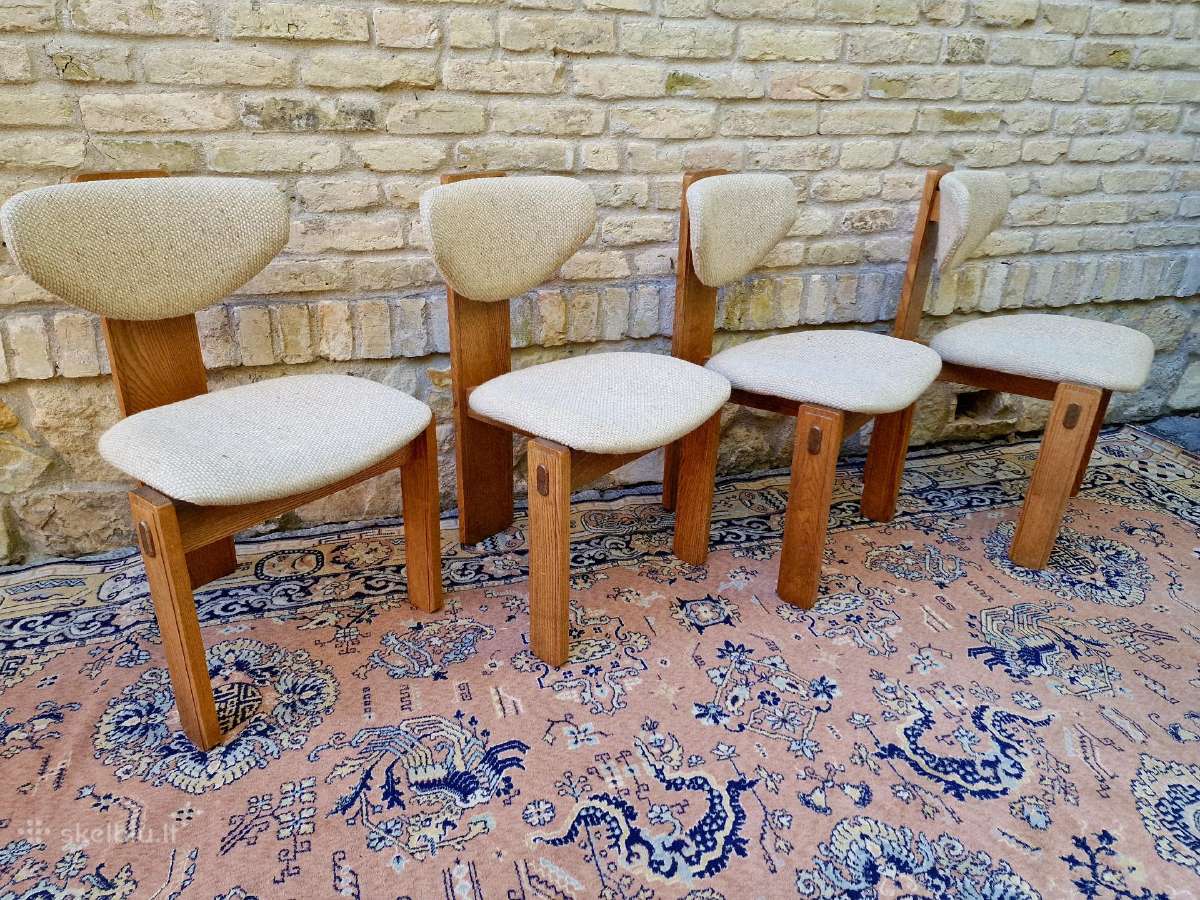 Vintažinės mid century ąžuolo masyvo kėdės - nuotraukos Nr. 28