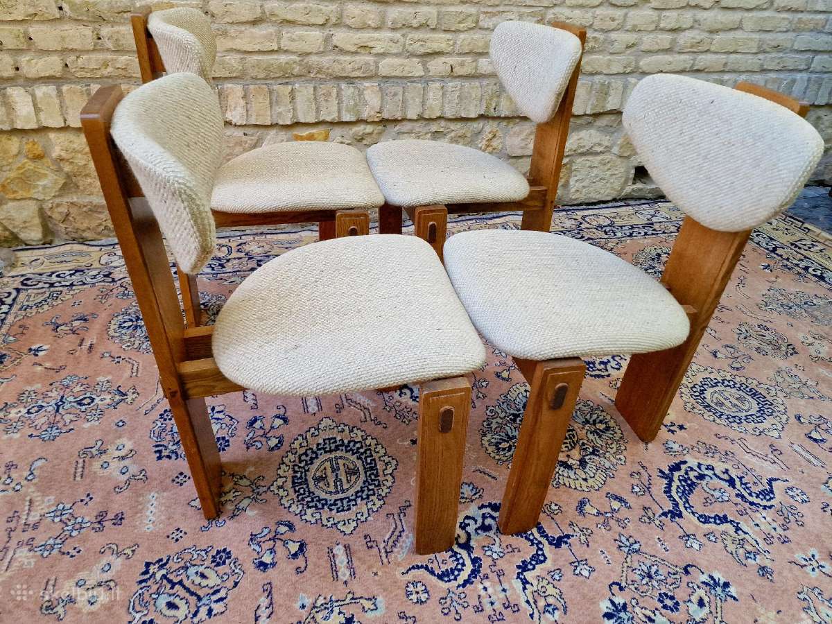 Vintažinės mid century ąžuolo masyvo kėdės - nuotraukos Nr. 29