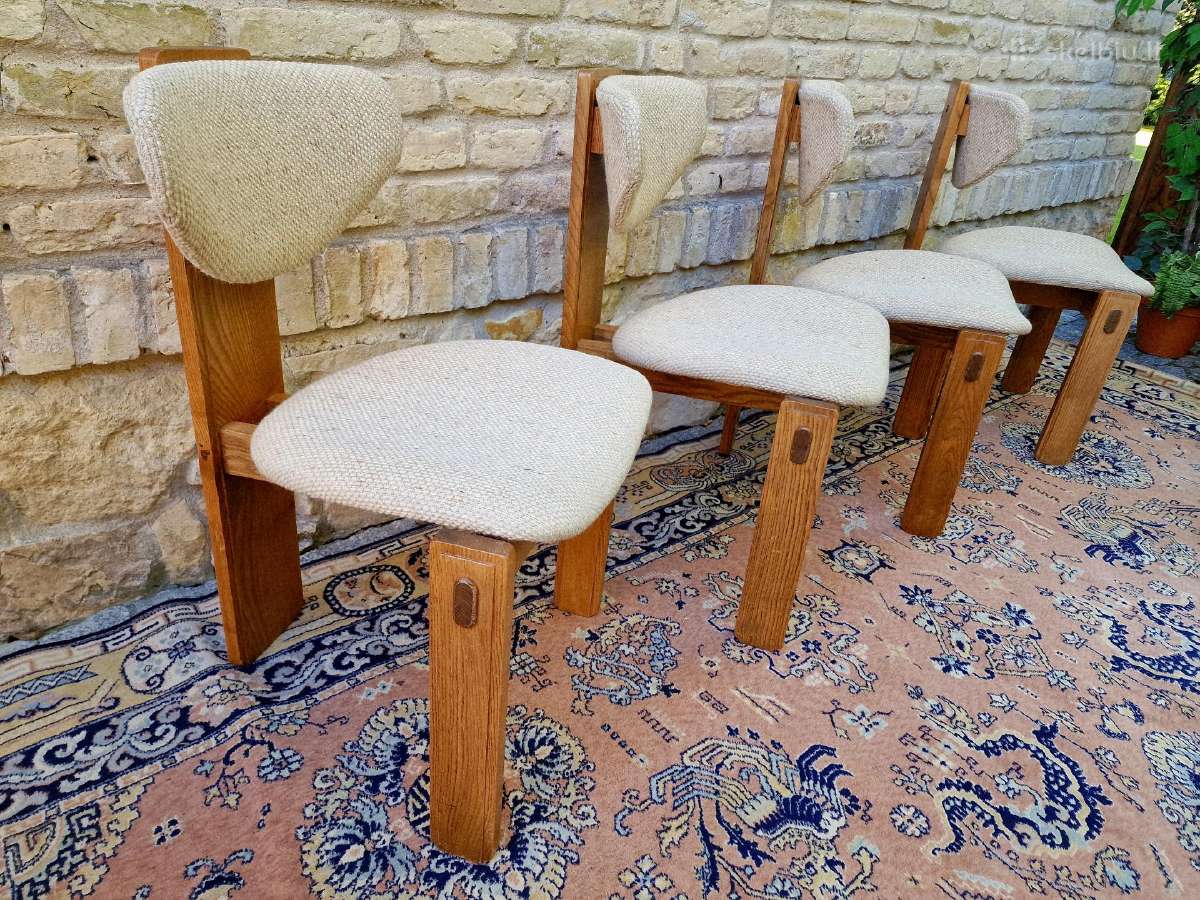 Vintažinės mid century ąžuolo masyvo kėdės - nuotraukos Nr. 30