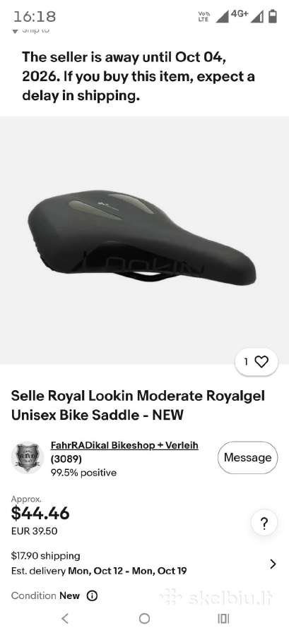 Selle Royal Lookin Gel Comfort sėdynė - nuotraukos Nr. 6