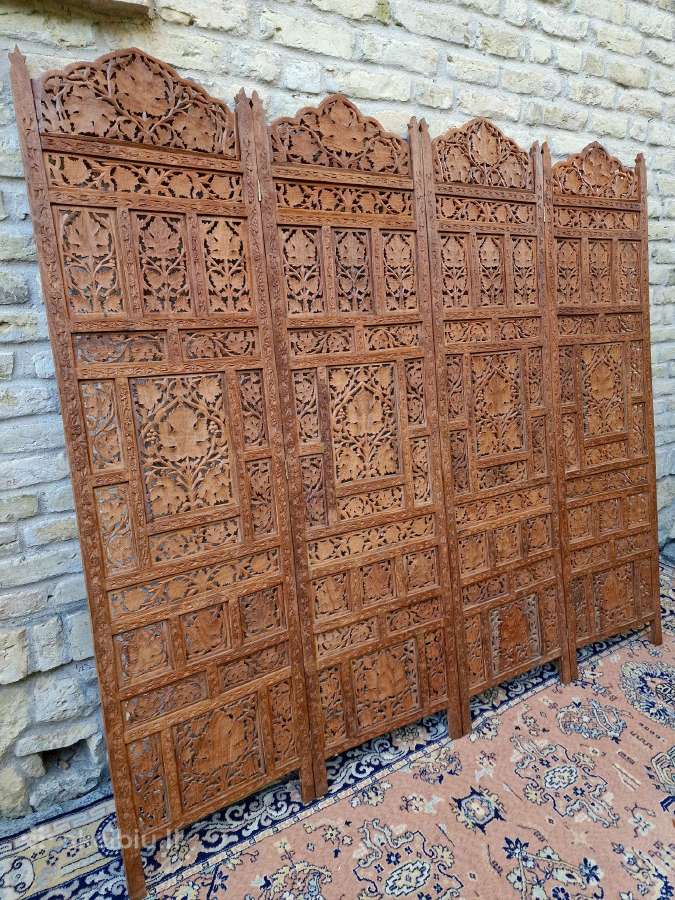 Vintažinė rankų darbo tikmedžio masyvo širma - nuotraukos Nr. 4