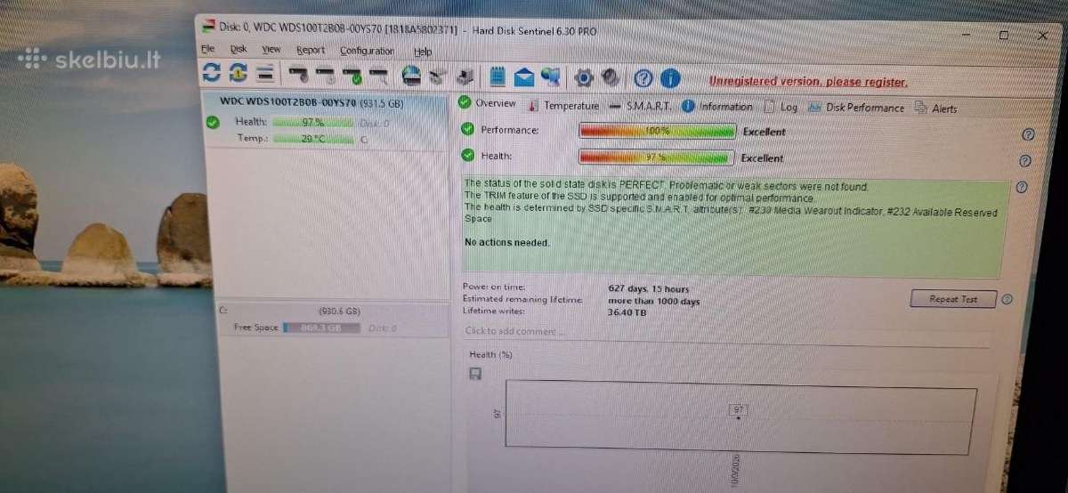 SSD Sata m.2 wd 1tb 97% - nuotraukos Nr. 3