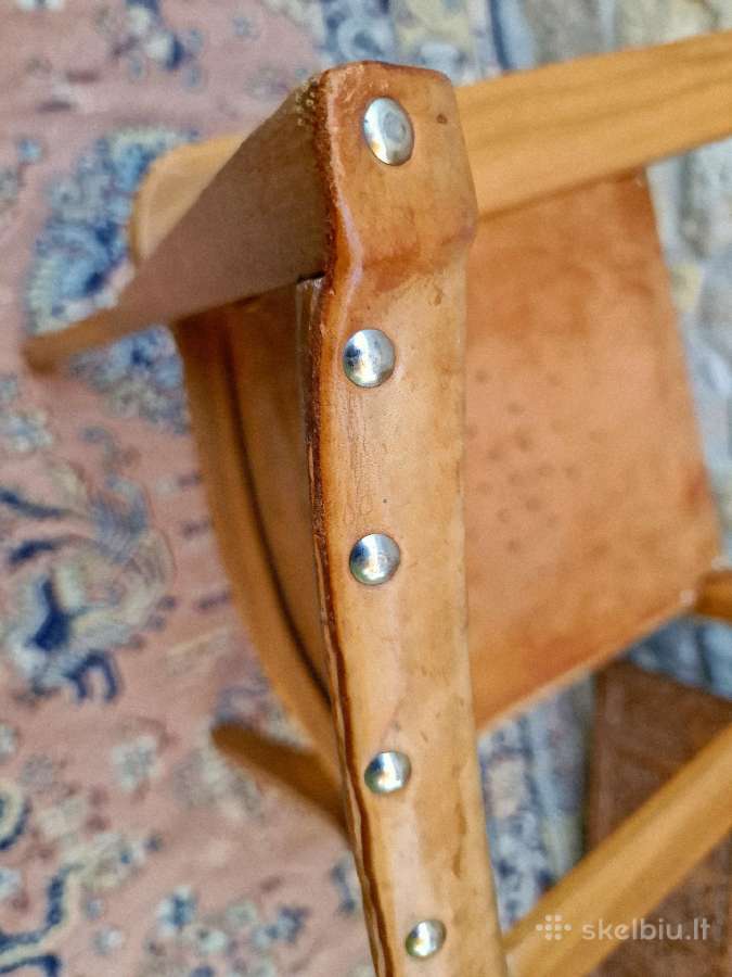 Vintažinis mid century "safari"st. odinis fotelis - nuotraukos Nr. 4