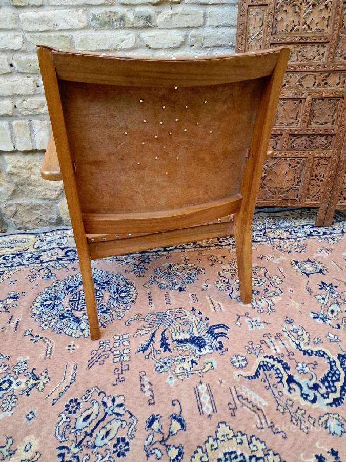Vintažinis mid century "safari"st. odinis fotelis - nuotraukos Nr. 6