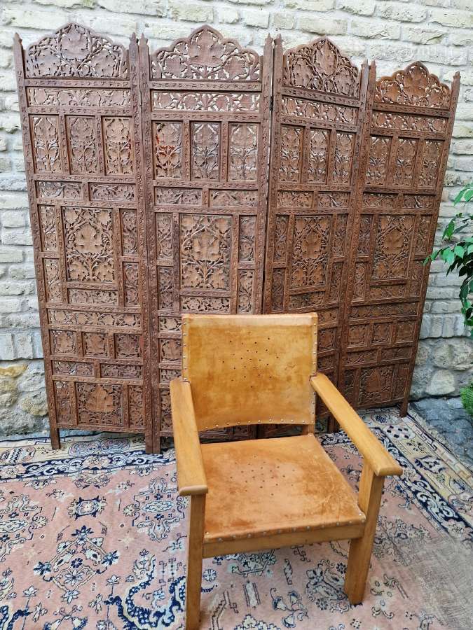 Vintažinis mid century "safari"st. odinis fotelis - nuotraukos Nr. 19