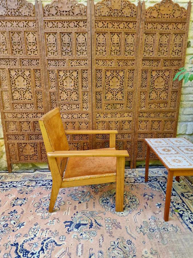 Vintažinis mid century "safari"st. odinis fotelis - nuotraukos Nr. 26