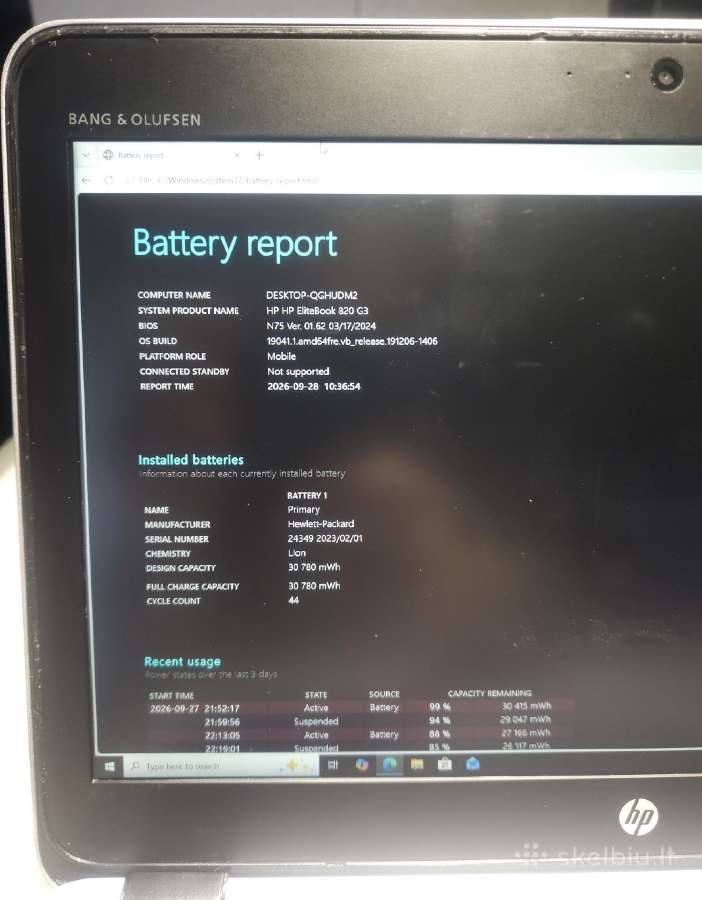 Hp Elitebook 820 G3 16gb RAM 512gb SSD - nuotraukos Nr. 3
