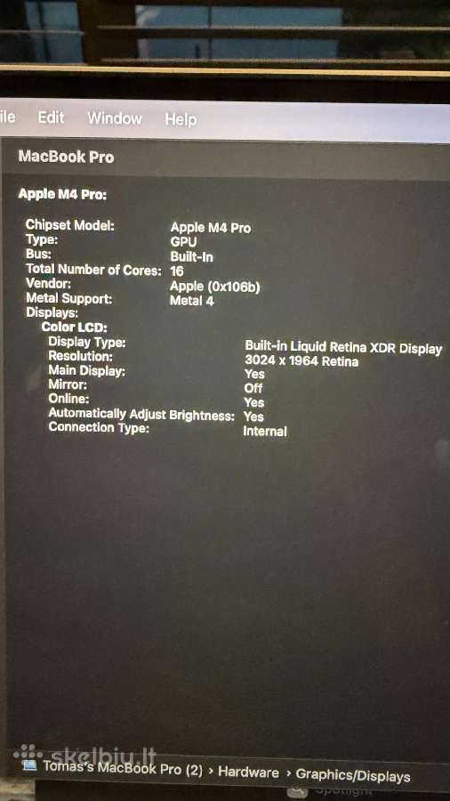 MacBook Pro m4 24gb 2025 - nuotraukos Nr. 7
