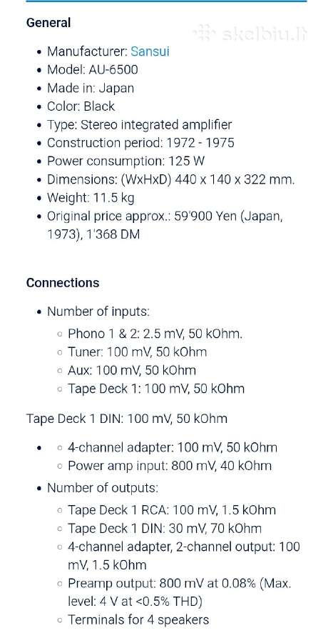 Sansui Au-6500 stiprintuvas - nuotraukos Nr. 10