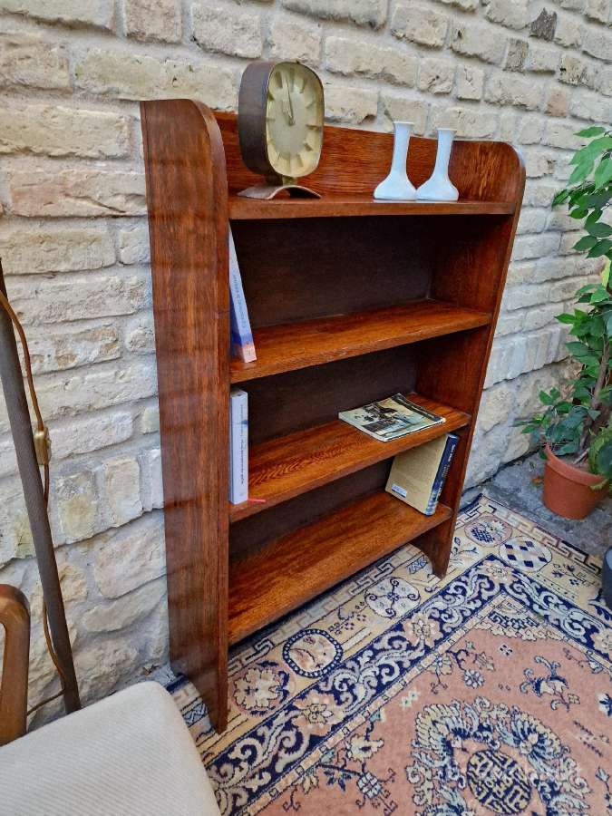 Vintažinė mid century deginto ąžuolo knygų lentyna - nuotraukos Nr. 4