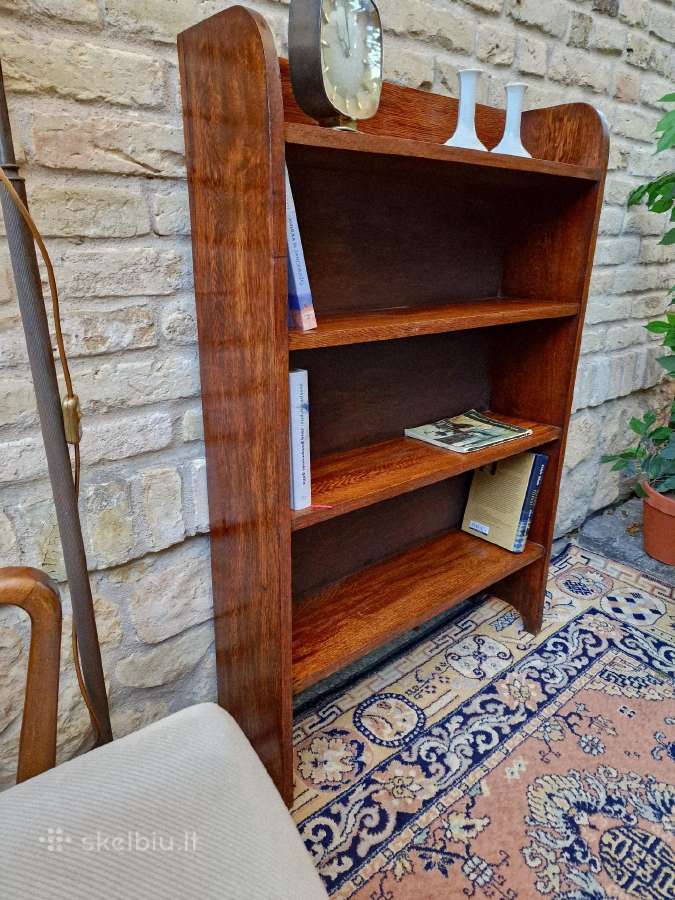 Vintažinė mid century deginto ąžuolo knygų lentyna - nuotraukos Nr. 6