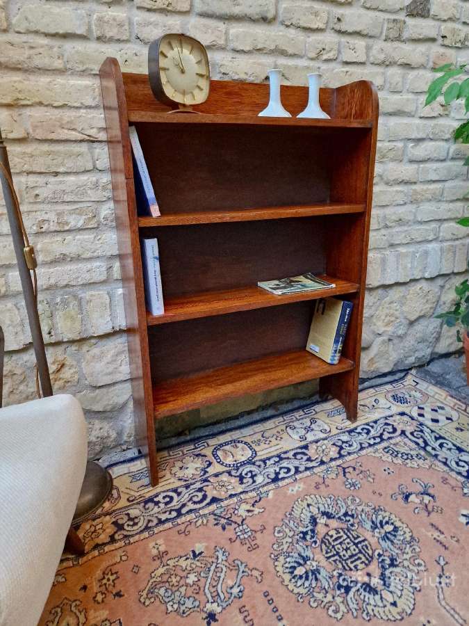 Vintažinė mid century deginto ąžuolo knygų lentyna - nuotraukos Nr. 8