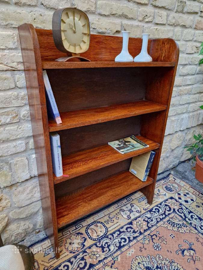 Vintažinė mid century deginto ąžuolo knygų lentyna - nuotraukos Nr. 14