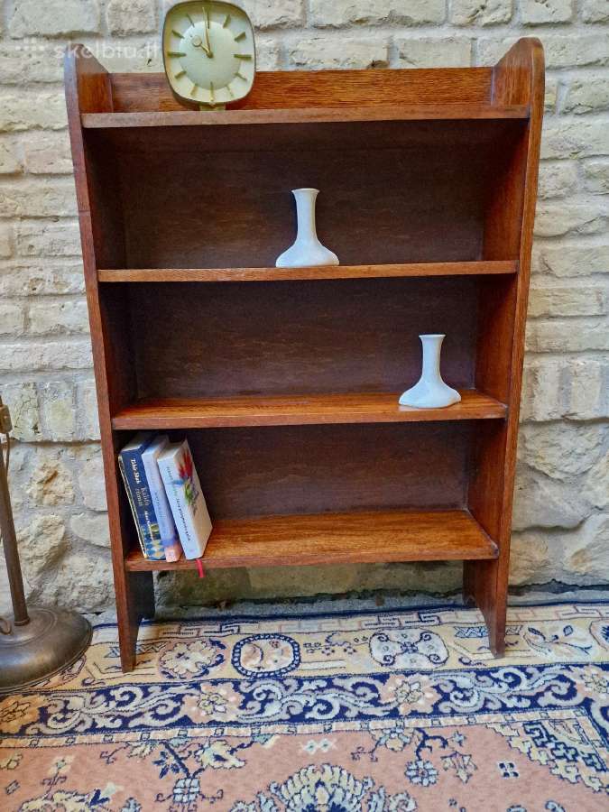 Vintažinė mid century deginto ąžuolo knygų lentyna - nuotraukos Nr. 22