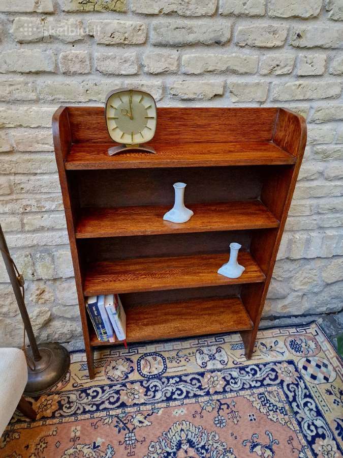 Vintažinė mid century deginto ąžuolo knygų lentyna - nuotraukos Nr. 24