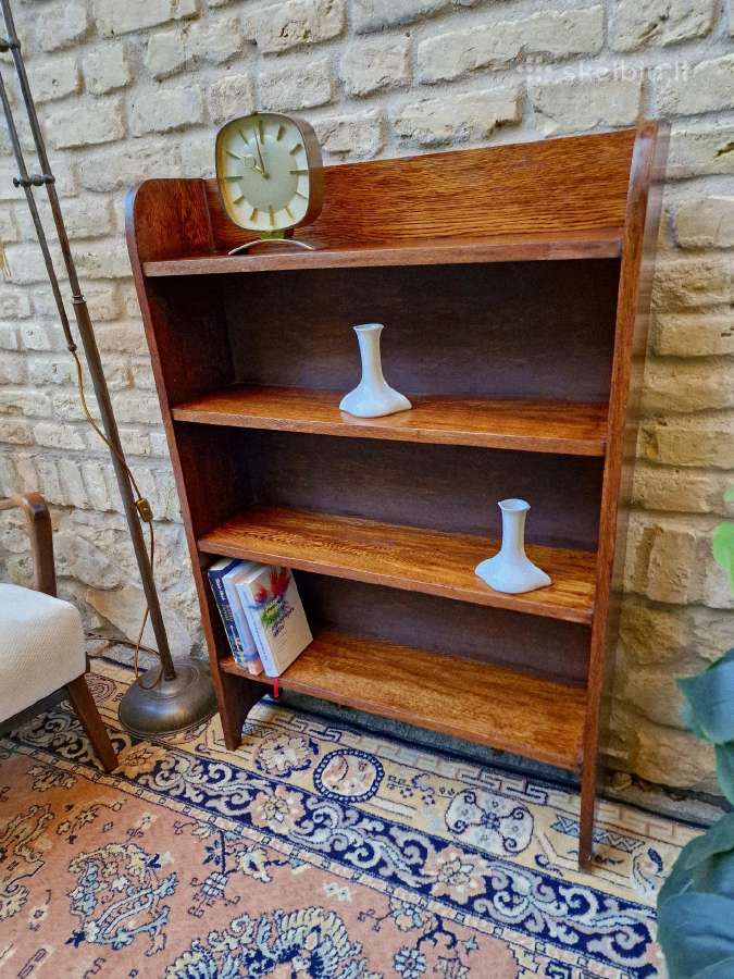 Vintažinė mid century deginto ąžuolo knygų lentyna - nuotraukos Nr. 26