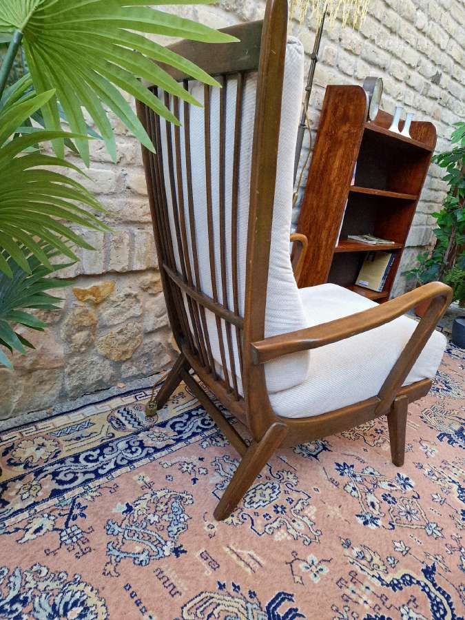 Vintažinė mid century deginto ąžuolo knygų lentyna - nuotraukos Nr. 28