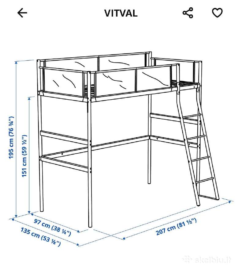 Parduodama loftinė ikea Vitval lova - nuotraukos Nr. 3