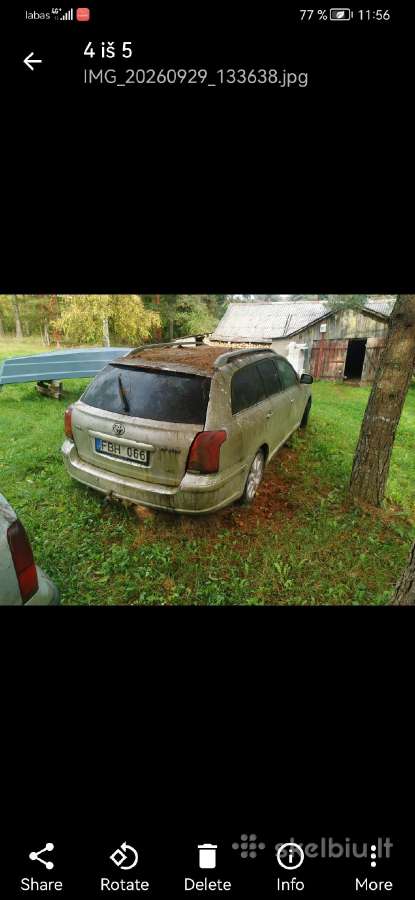 Toyota Avensis 2.0 D-4d 85 kw dalimis / ardymui - nuotraukos Nr. 3