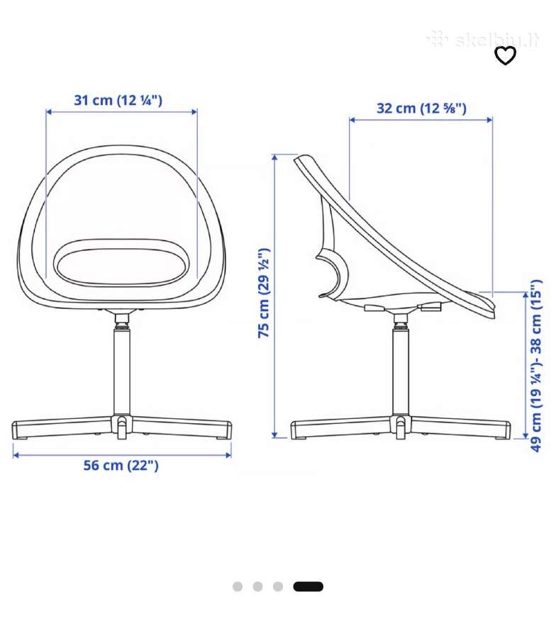 Ikea Loberget reguliuojamo aukščio vaikiška kėdė - nuotraukos Nr. 4