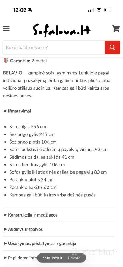 Belavio kampinė sofa - nuotraukos Nr. 2
