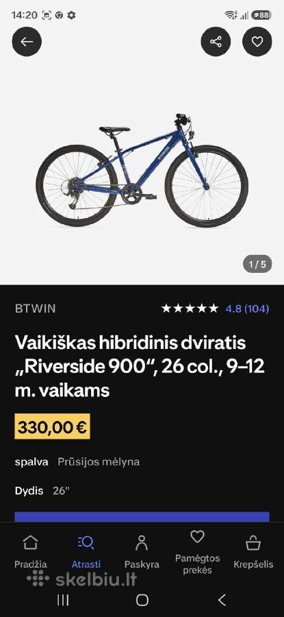 Vaikiškas hibridinis dviratis Riverside 900 26 col - nuotraukos Nr. 6