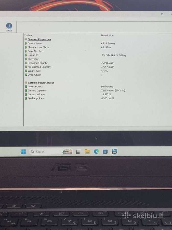 Asus Tuf Dash F15 i7 Rtx - nuotraukos Nr. 8