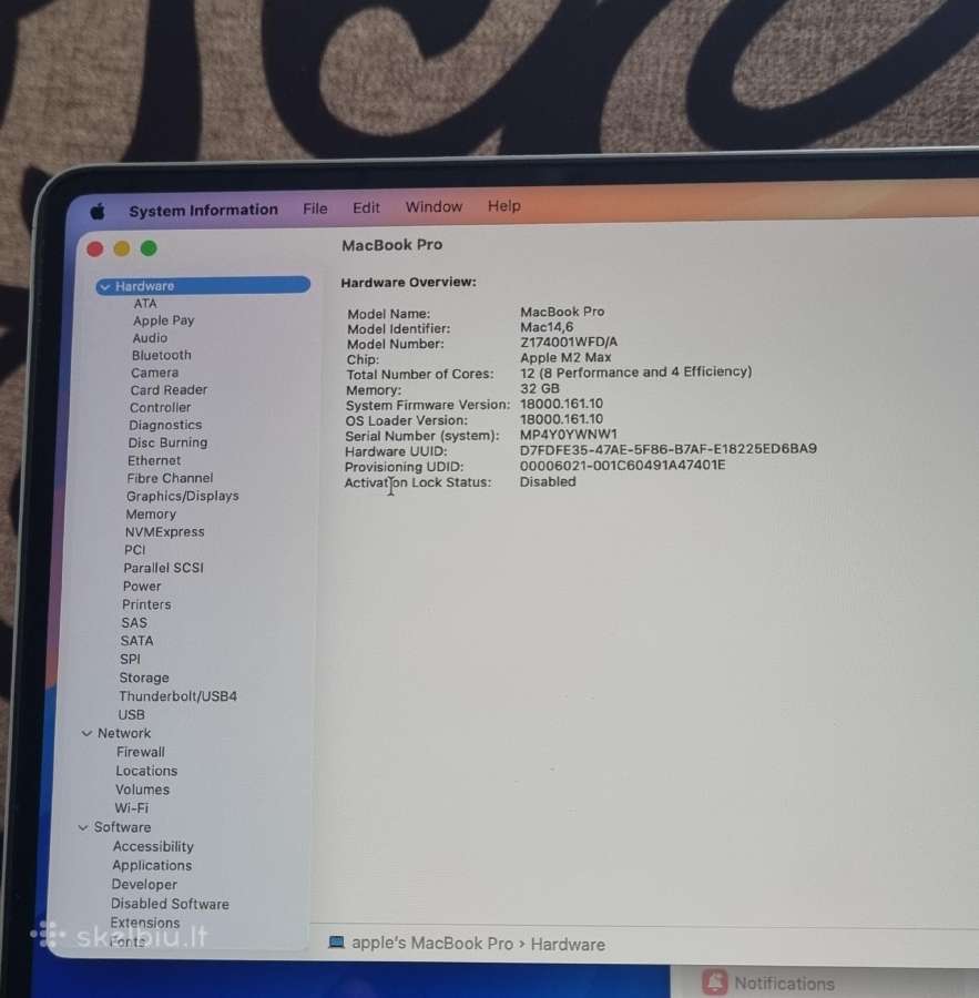 Apple MacBook Pro 16 M2 Max – 32 GB / 1tb - nuotraukos Nr. 10